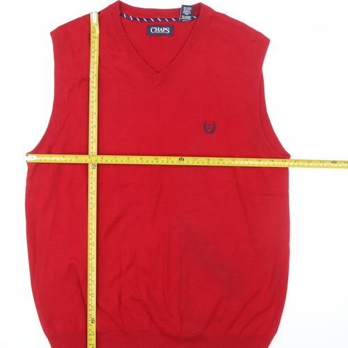 Chaps Men's Red Cotton V-Neck Sleeveless Jumper Vest M