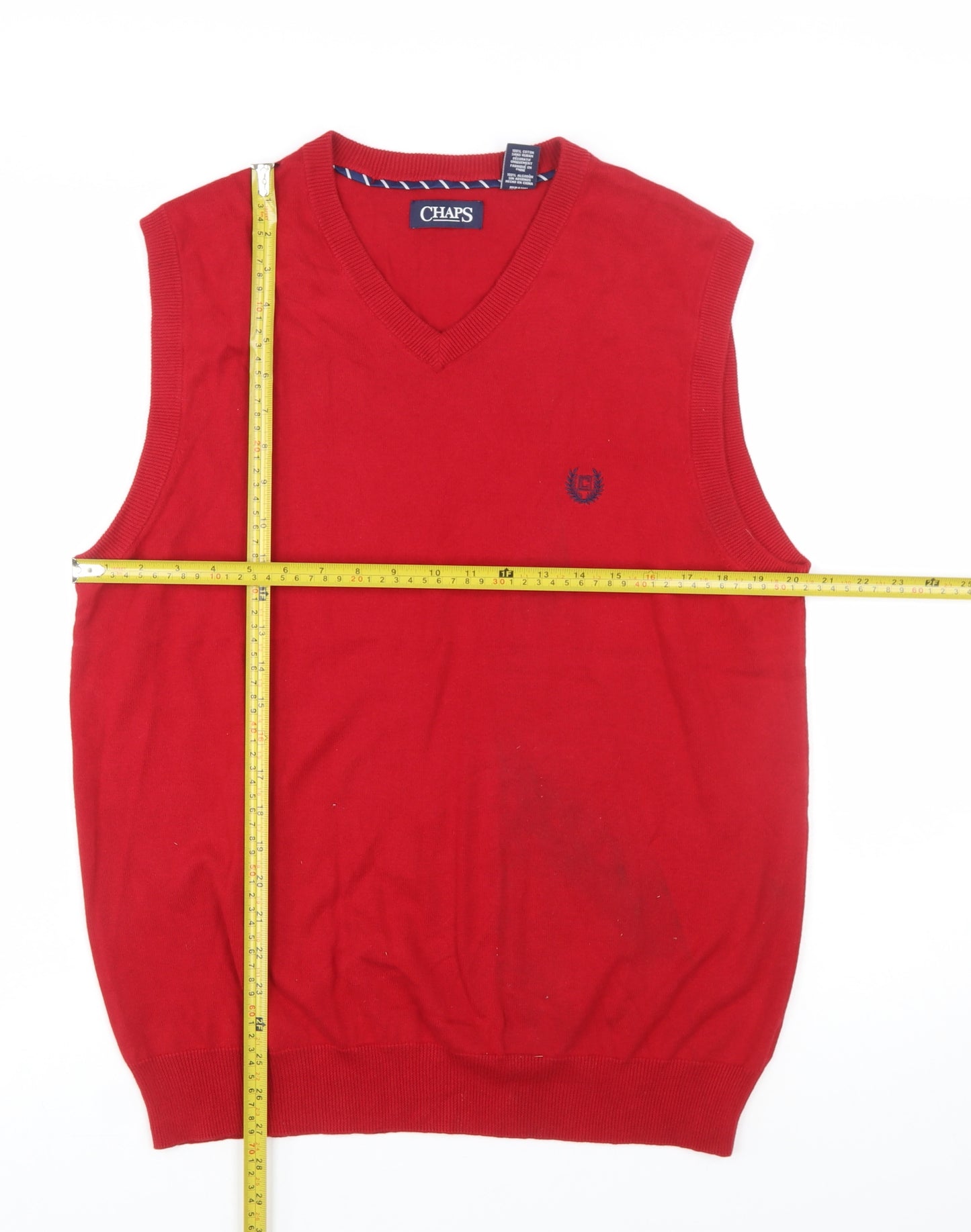 Chaps Men's Red Cotton V-Neck Sleeveless Jumper Vest M