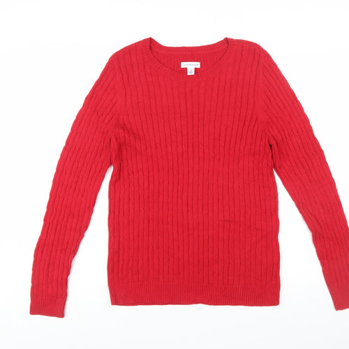 Croft & Barrow Men’s Red Cotton Cable Knit Crew Neck Jumper Size S