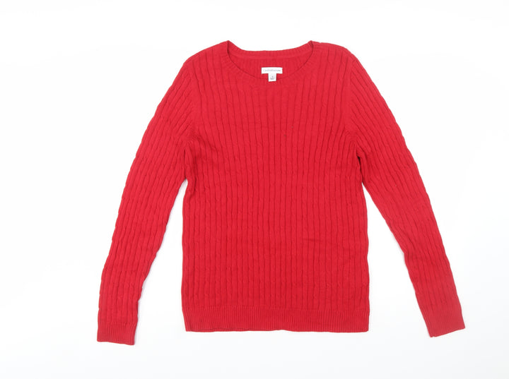 Croft & Barrow Men’s Red Cotton Cable Knit Crew Neck Jumper Size S