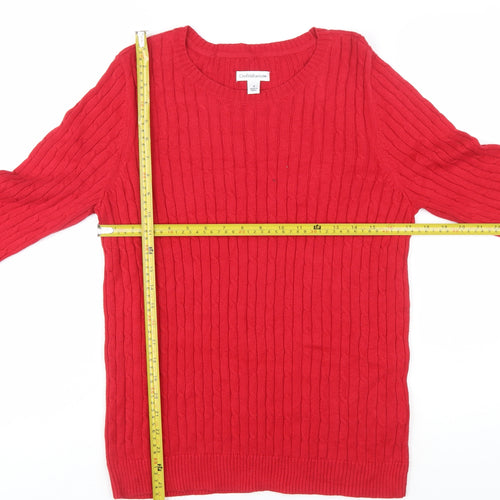 Croft & Barrow Men’s Red Cotton Cable Knit Crew Neck Jumper Size S