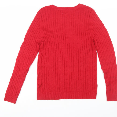Croft & Barrow Men’s Red Cotton Cable Knit Crew Neck Jumper Size S