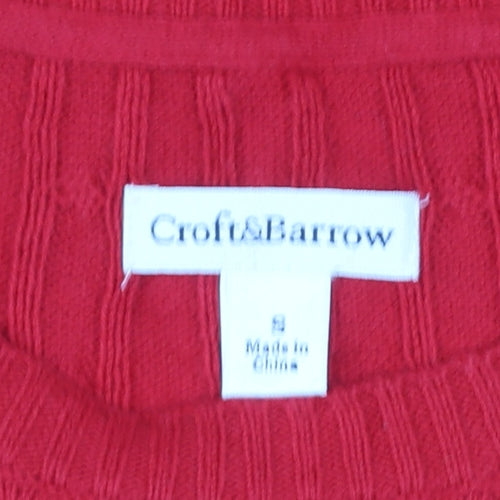 Croft & Barrow Men’s Red Cotton Cable Knit Crew Neck Jumper Size S
