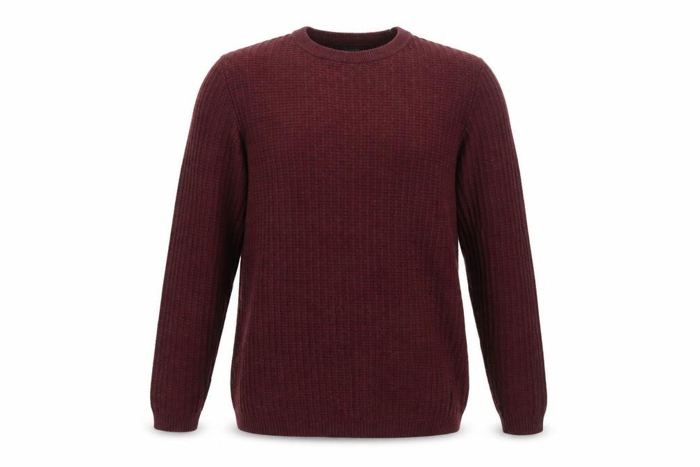 Front view of River Island Men's Red Waffle Knit Crew Neck Jumper, size S