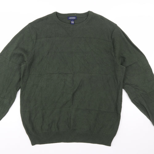 Consensus Men's Green Cotton Crew Neck Pullover Jumper Size M
