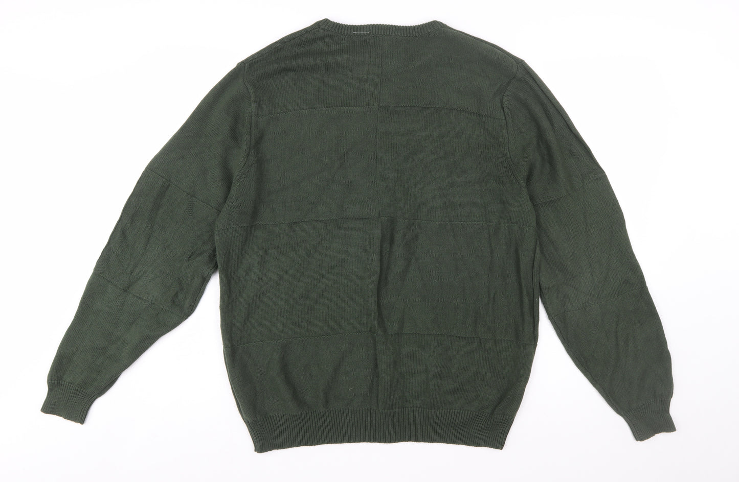 Consensus Men's Green Cotton Crew Neck Pullover Jumper Size M