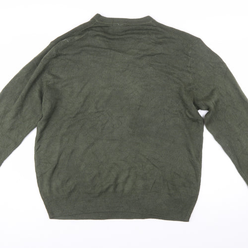 Dockers Mens Green XL V-Neck Pullover Jumper Acrylic Knit
