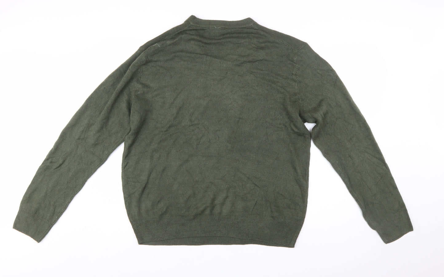 Dockers Mens Green XL V-Neck Pullover Jumper Acrylic Knit