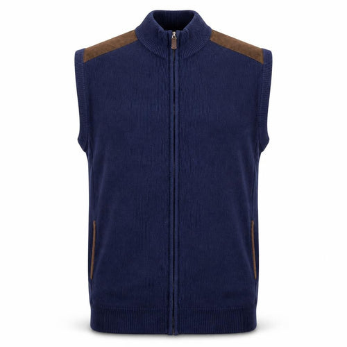 Chaps Men's Blue Cotton Full Zip Sleeveless Knit Vest XL