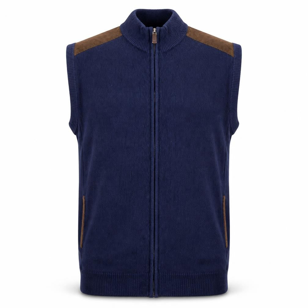 Chaps Men's Blue Cotton Full Zip Sleeveless Knit Vest XL