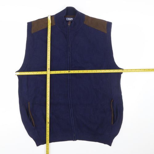 Chaps Men's Blue Cotton Full Zip Sleeveless Knit Vest XL