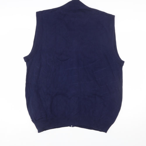 Chaps Men's Blue Cotton Full Zip Sleeveless Knit Vest XL