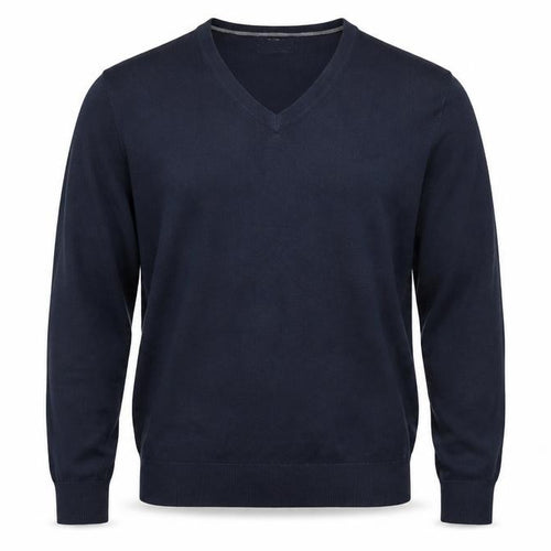 Lands' End Men's Blue Cotton V-Neck Jumper XL Classic Fit