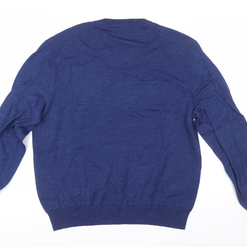 Club Room Men's Blue Wool Blend V-Neck Pullover Jumper L