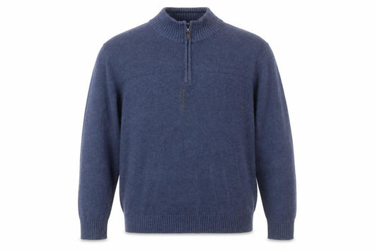 Front view of Dockers Men’s Blue Wool Blend Half Zip Jumper XL Casual Knitwear