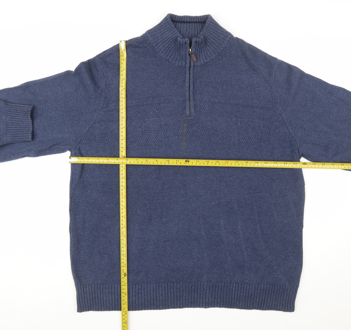 Dockers Men’s Blue Wool Blend Half Zip Jumper XL Casual Knitwear