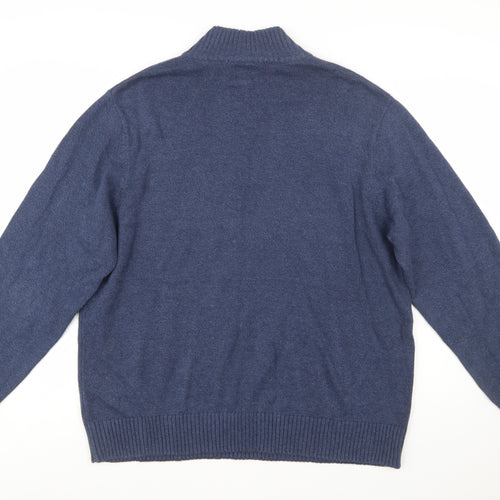 Dockers Men’s Blue Wool Blend Half Zip Jumper XL Casual Knitwear