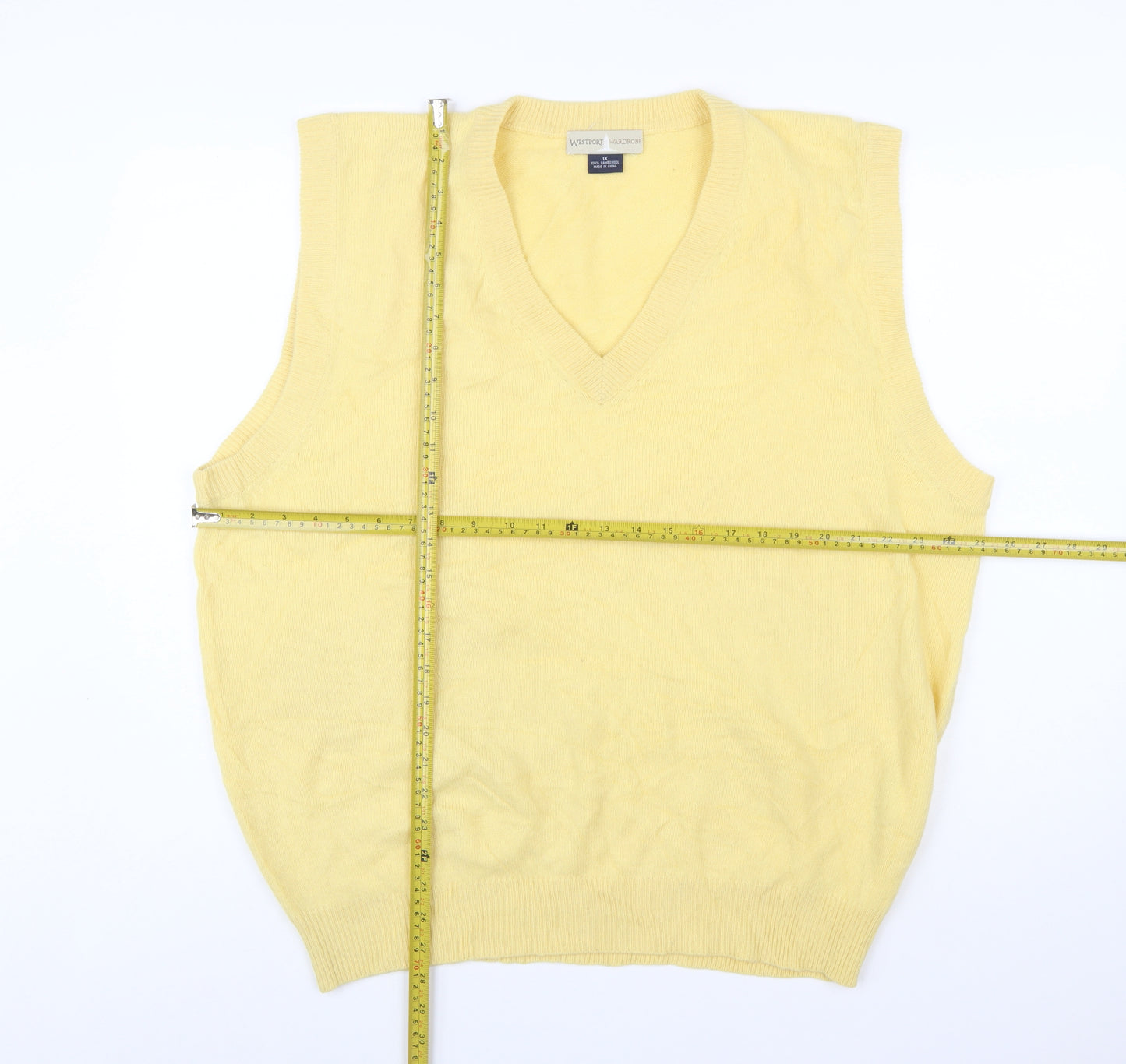 Westport Wardrobe Men's Yellow Lambswool V-Neck Vest 2XL