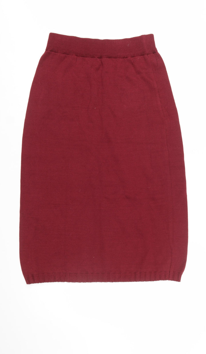 Berek Women Red Knit Cotton Pencil Skirt Size S Elastic Waist