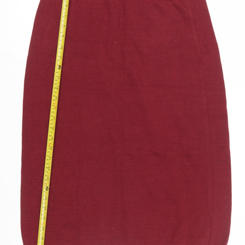 Berek Women Red Knit Cotton Pencil Skirt Size S Elastic Waist