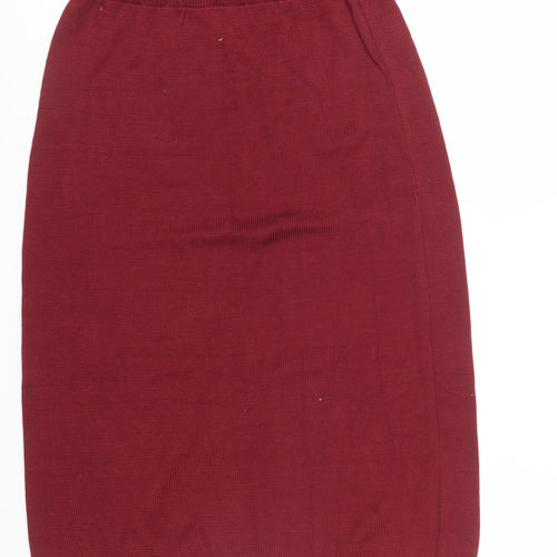 Berek Women Red Knit Cotton Pencil Skirt Size S Elastic Waist