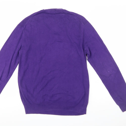 Ralph Lauren Men's Purple V-Neck Cotton Jumper Size S