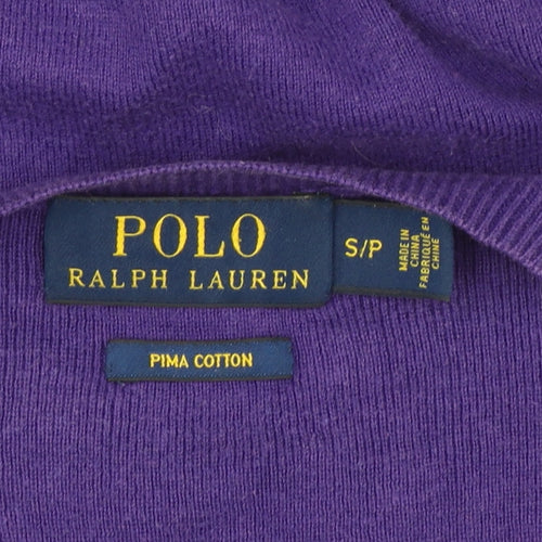 Ralph Lauren Men's Purple V-Neck Cotton Jumper Size S