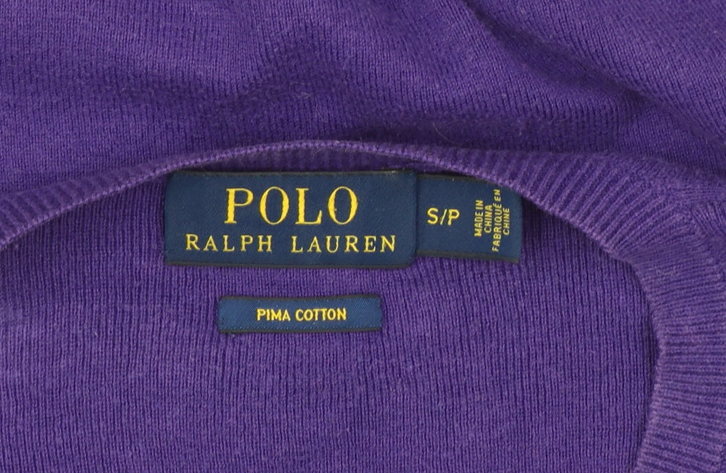 Ralph Lauren Men's Purple V-Neck Cotton Jumper Size S