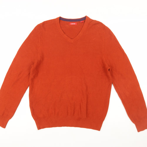 IZOD Men's Orange V-Neck Cotton Pullover Jumper Size S