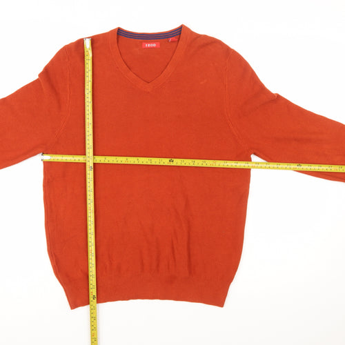 IZOD Men's Orange V-Neck Cotton Pullover Jumper Size S