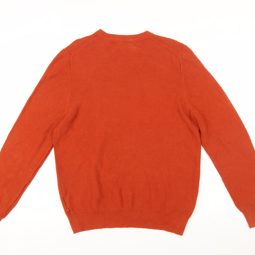 IZOD Men's Orange V-Neck Cotton Pullover Jumper Size S