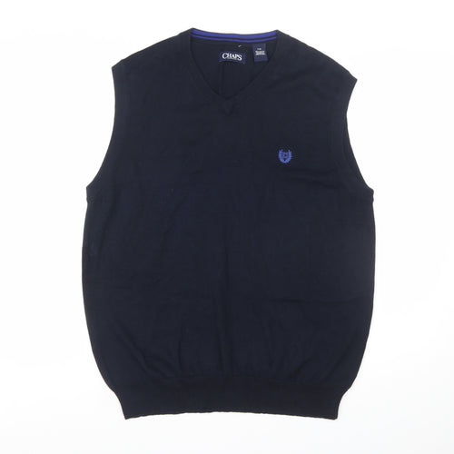Chaps Men's Blue Cotton Sleeveless V-Neck Knit Vest L