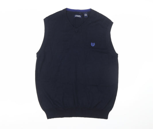 Chaps Men's Blue Cotton Sleeveless V-Neck Knit Vest L