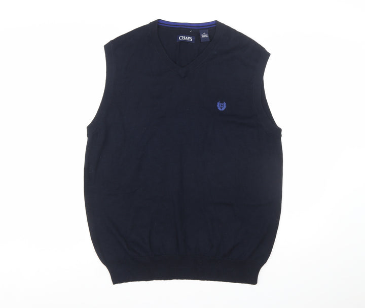 Chaps Men's Blue Cotton Sleeveless V-Neck Knit Vest L