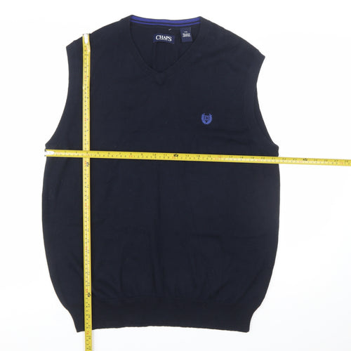Chaps Men's Blue Cotton Sleeveless V-Neck Knit Vest L