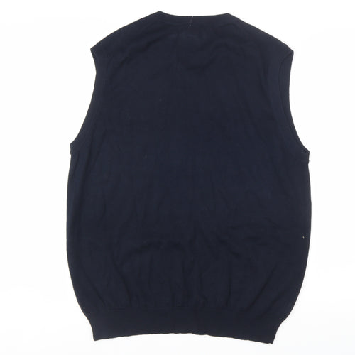 Chaps Men's Blue Cotton Sleeveless V-Neck Knit Vest L