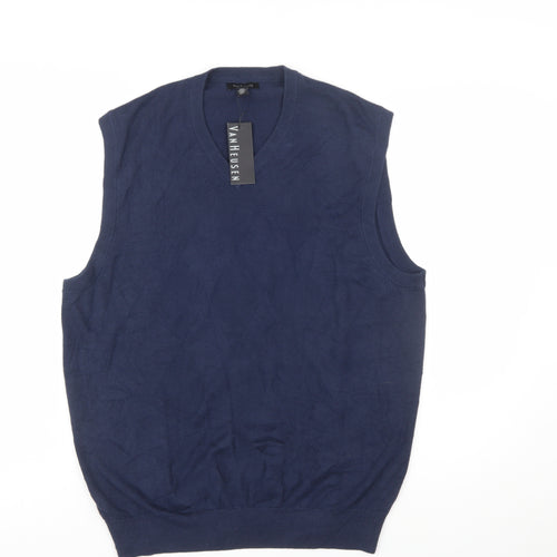 Van Heusen Men's Blue V-Neck Sleeveless Knit Vest Jumper M