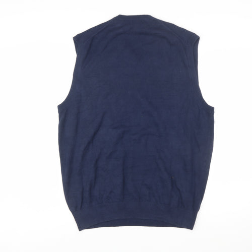 Van Heusen Men's Blue V-Neck Sleeveless Knit Vest Jumper M