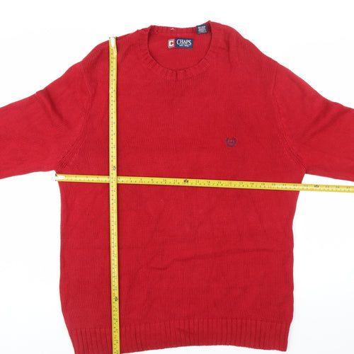 Chaps Men's Red Cotton Crew Neck Pullover Jumper L