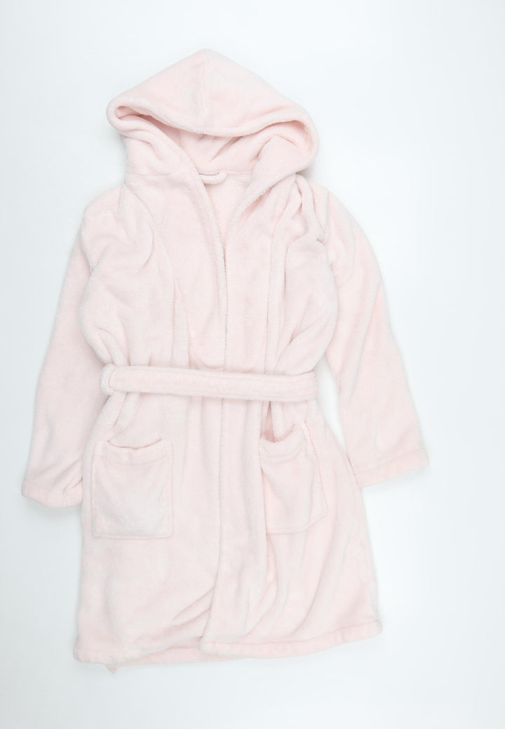 The White Company Women Pink Fleece Hooded Robe XS