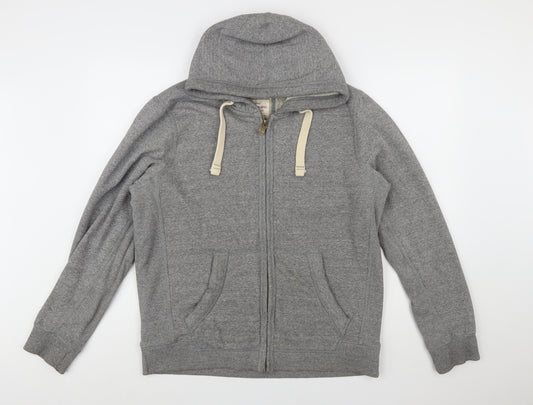 Fat Face Men's Grey Full Zip Hoodie L Cotton Blend Warm Casual