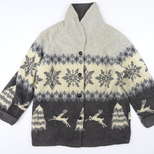 Northern Reflections Women's Grey L Fleece Button Winter Jacket