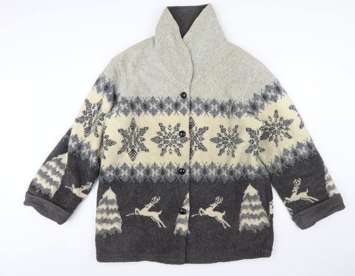 Northern Reflections Women's Grey L Fleece Button Winter Jacket
