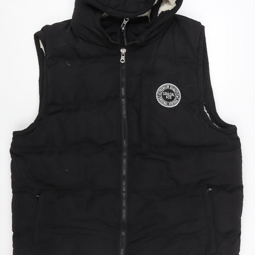 SoulCal & Co Men's Black 4XL Hooded Puffer Gilet Vest with Pockets