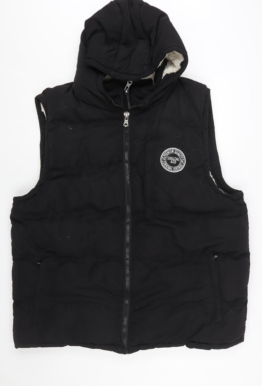 SoulCal & Co Men's Black 4XL Hooded Puffer Gilet Vest with Pockets