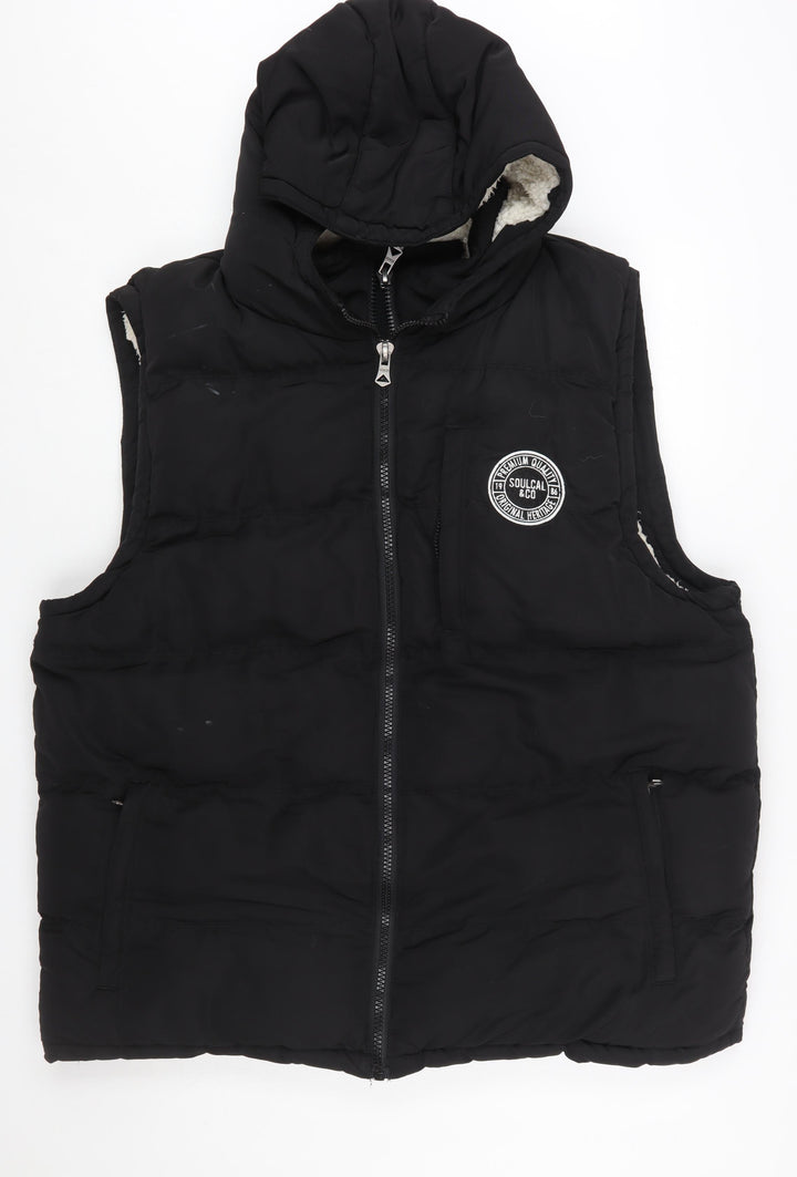 SoulCal & Co Men's Black 4XL Hooded Puffer Gilet Vest with Pockets