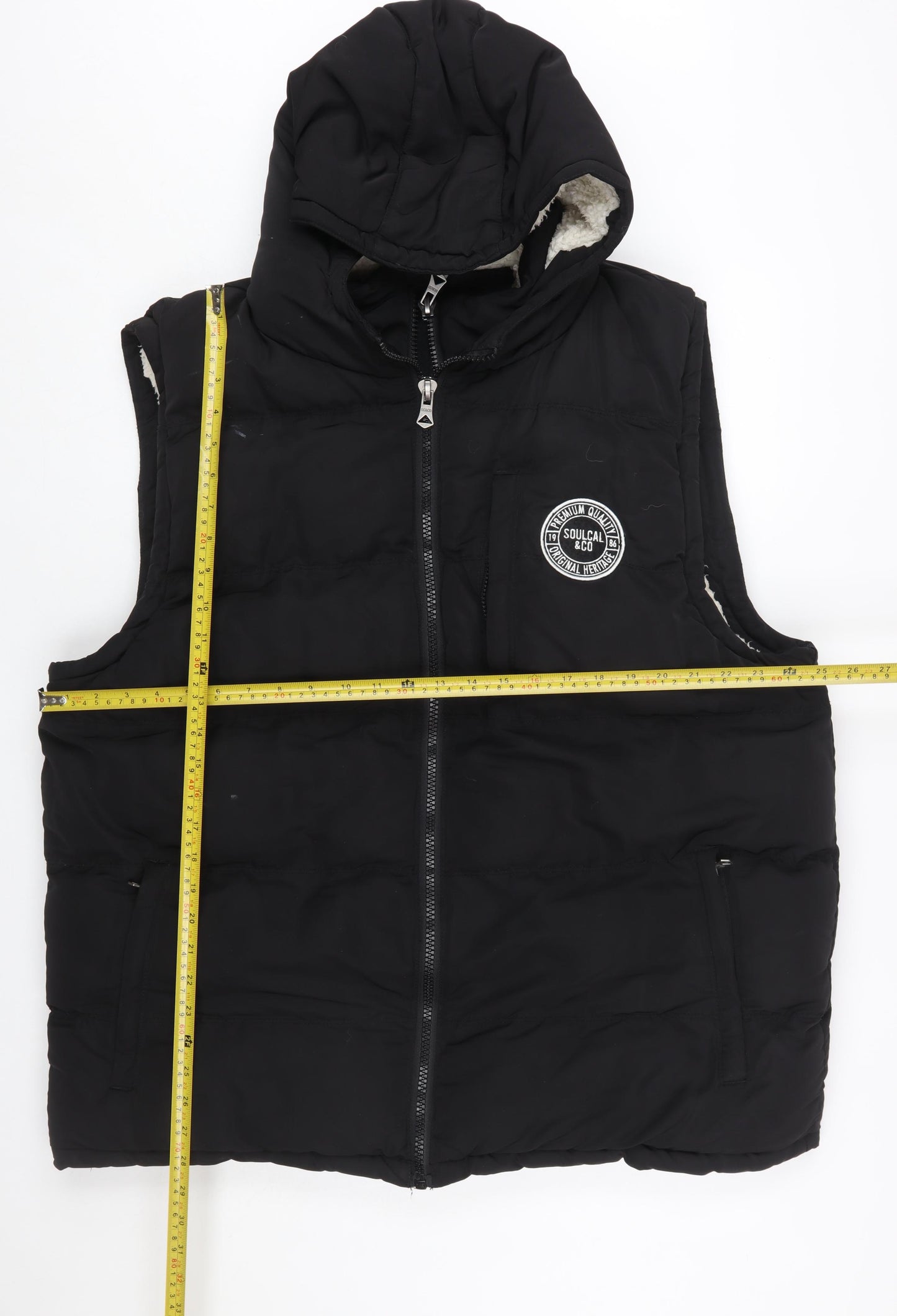 SoulCal & Co Men's Black 4XL Hooded Puffer Gilet Vest with Pockets