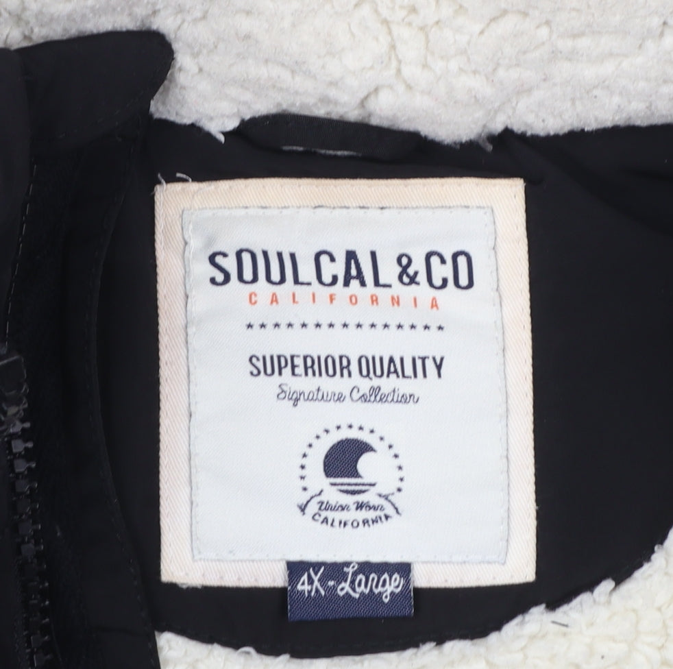 SoulCal & Co Men's Black 4XL Hooded Puffer Gilet Vest with Pockets