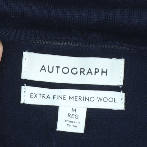 Marks and Spencer Autograph Men's Blue Merino Wool Pullover Jumper M