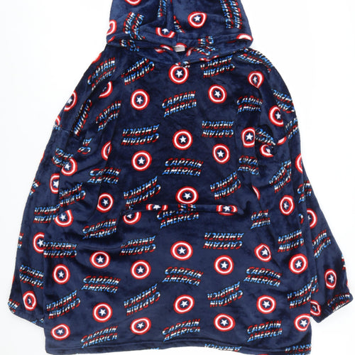 Marvel Captain America Men's Blue Fleece Hooded Robe One Size